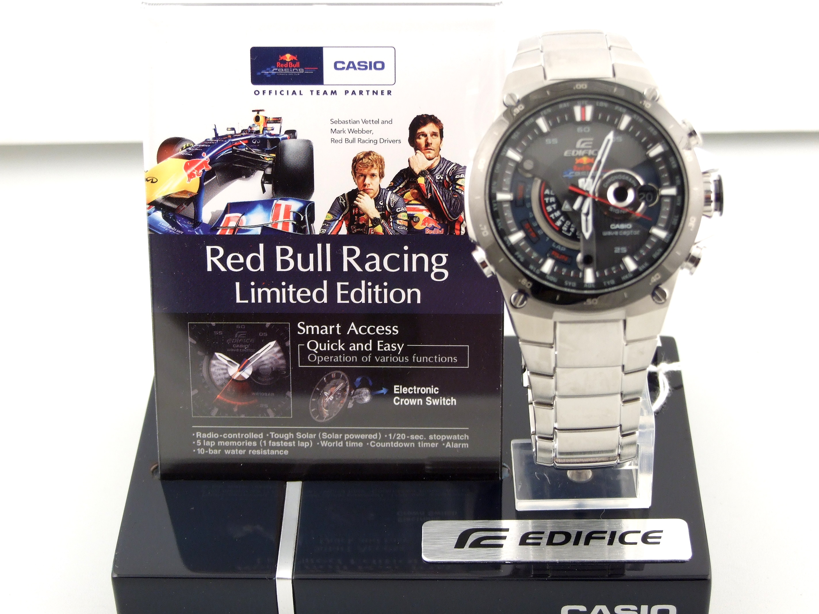 CASIO EDIFICE WAVE CEPTOR RADIOCONTROLLED RED BULL FORMULA ONE LIMITED 