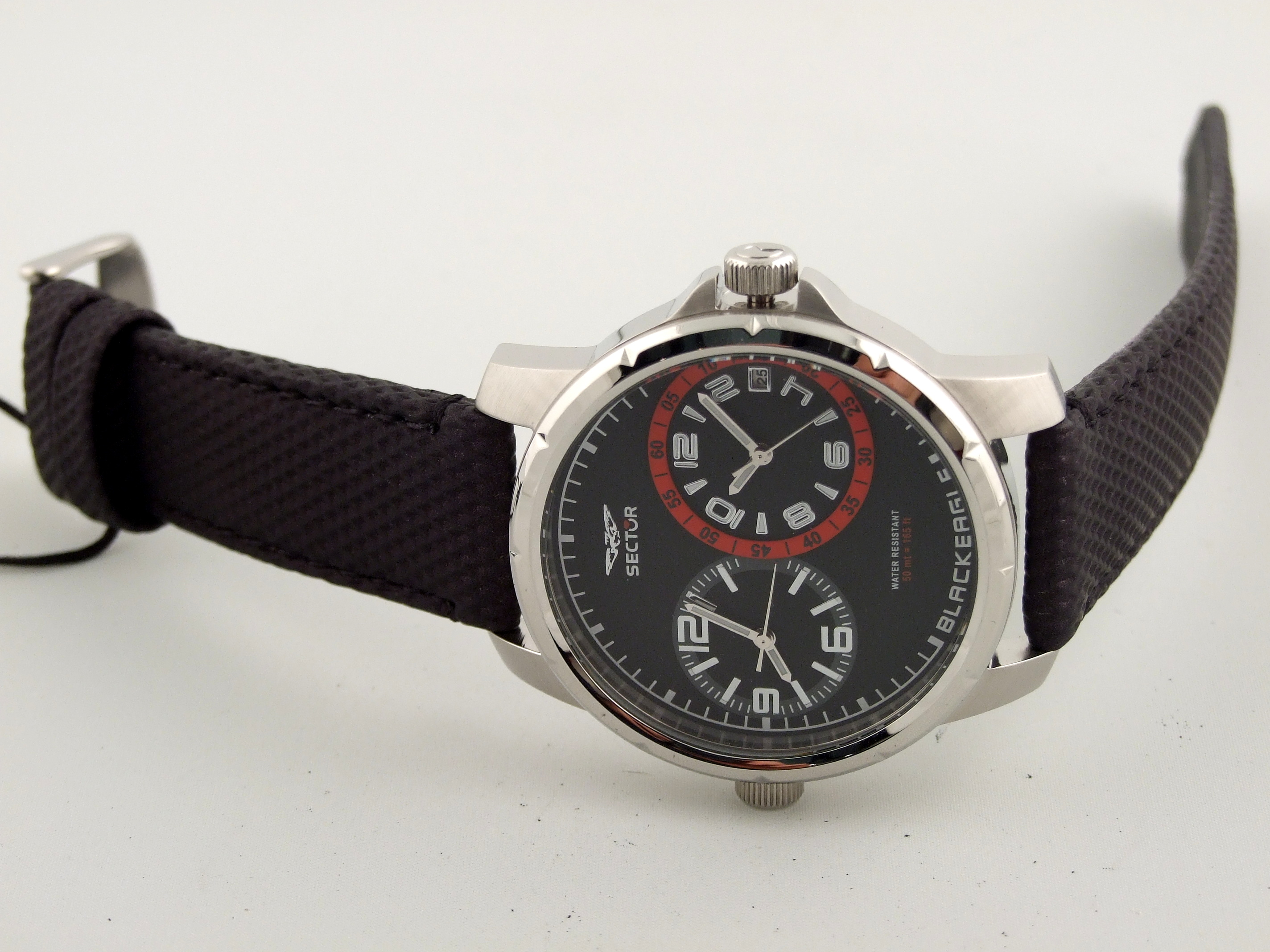 sector black eagle dual time mens watch